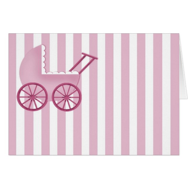 Buggy Card för baby (Rosa) OBS Kort (Framsidan Horizontal)