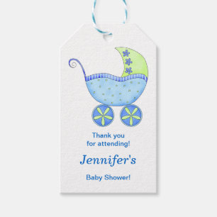Buggy Carriage its a Boy Baby Shower Tack Presentetikett