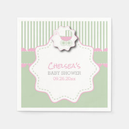 Buggy Shower för rosa & Mint Grönt Baby Pappersservett