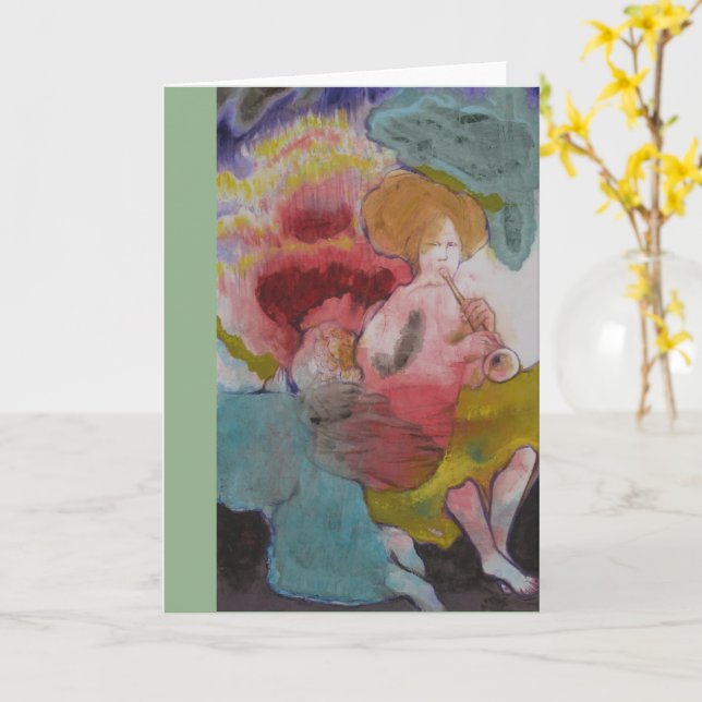Bugle Player och Praying Angel Kort (Gul blomma)
