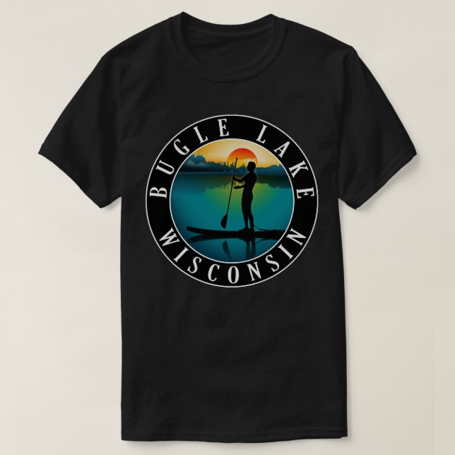 Bugle Sjö Wisconsin Paddleboarding T Shirt (Design framsida)