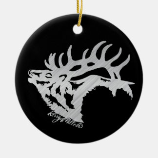 Bugling Bull Elk Ceramic Ornament