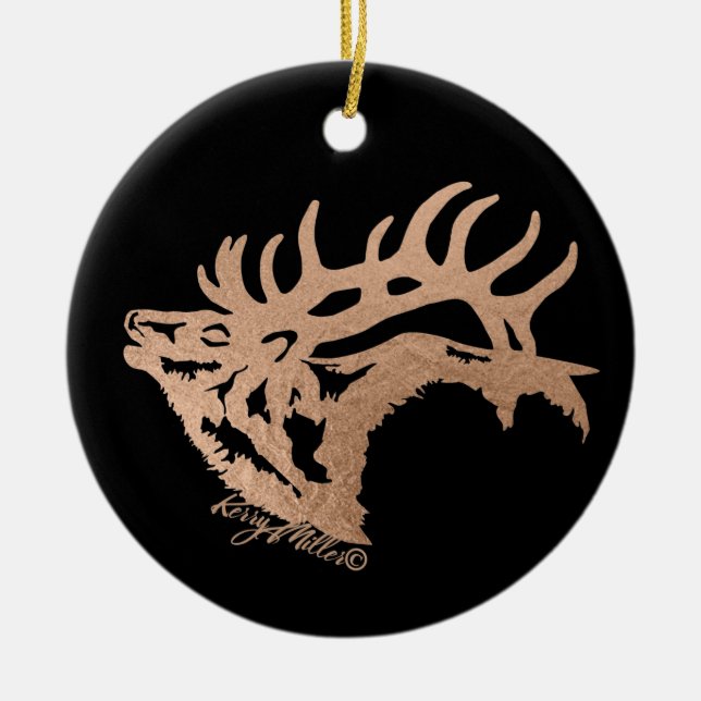 Bugling Bull Elk Ceramic Ornament (Framsidan)