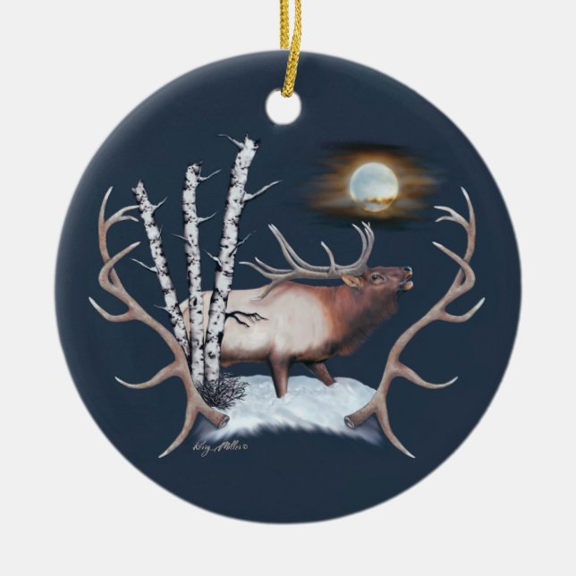 Bugling Bull Elk Ceramic Ornament (Framsidan)