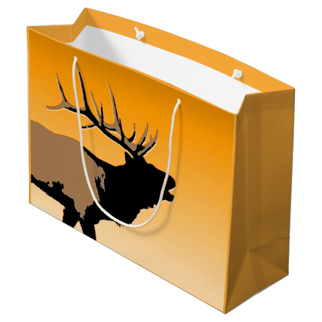 Bugling Bull Elk vid Sunset Original Wildlife Art (Baksidan Vinklad)