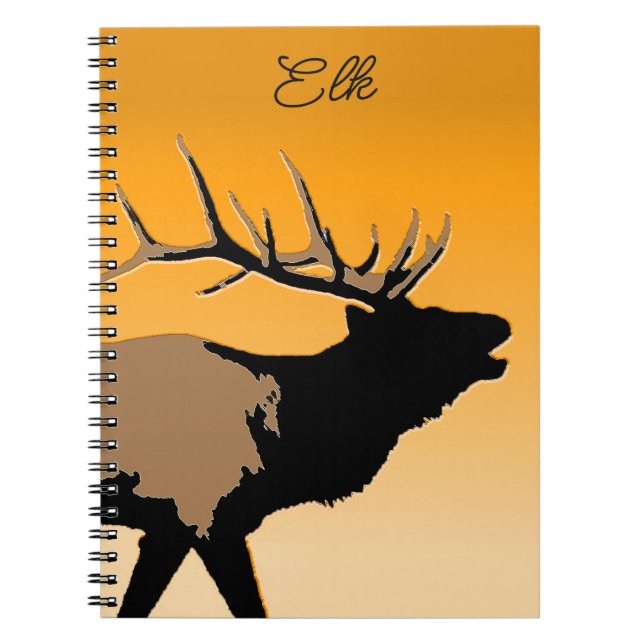 Bugling Bull Elk vid Sunset Original Wildlife Art Anteckningsbok (Framsidan)