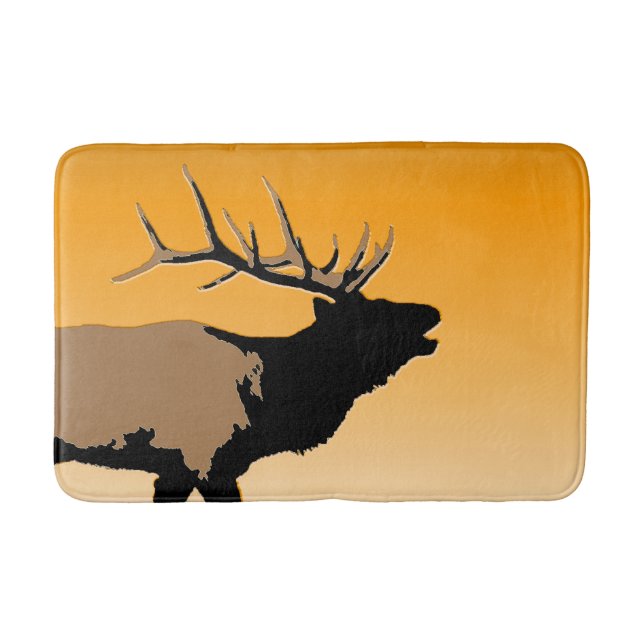 Bugling Bull Elk vid Sunset Original Wildlife Art Badrumsmatta (Framsidan)