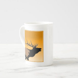 Bugling Bull Elk vid Sunset Original Wildlife Art Benporslin Mugg