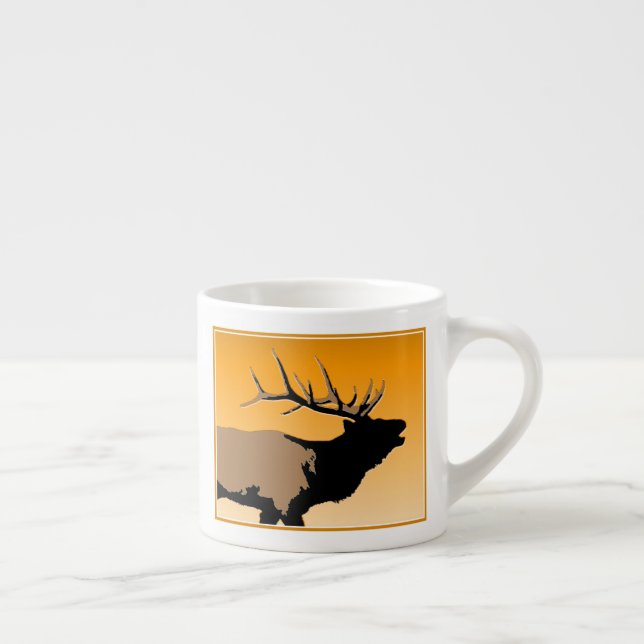 Bugling Bull Elk vid Sunset Original Wildlife Art Espressomugg (Höger)