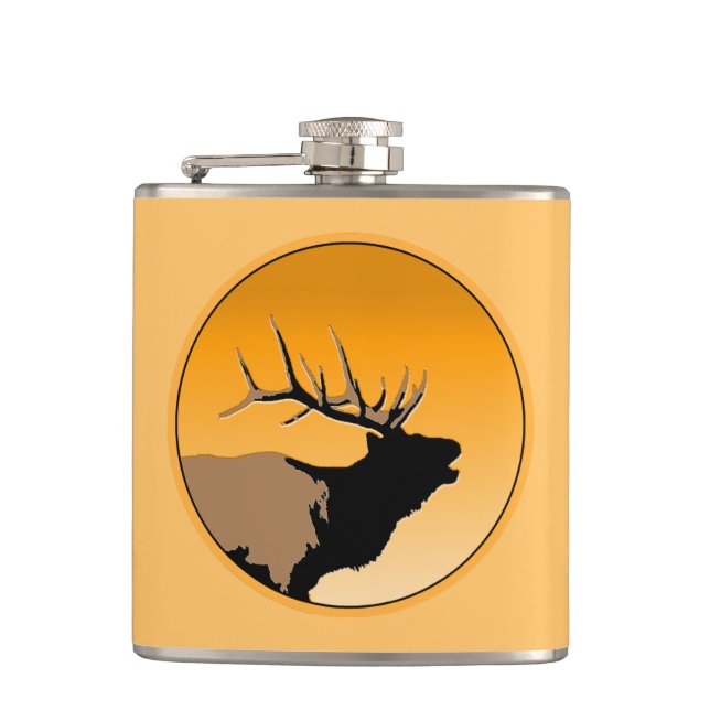 Bugling Bull Elk vid Sunset Original Wildlife Art Fickplunta (Framsidan)