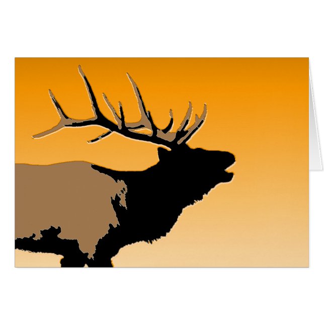 Bugling Bull Elk vid Sunset Original Wildlife Art Hälsningskort (Framsidan Horizontal)