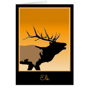 Bugling Bull Elk vid Sunset Original Wildlife Art Hälsningskort