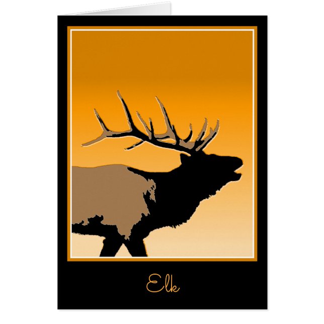 Bugling Bull Elk vid Sunset Original Wildlife Art Hälsningskort (Framsidan)