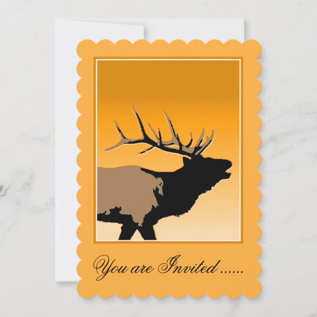 Bugling Bull Elk vid Sunset Original Wildlife Art Inbjudningar (Framsida)