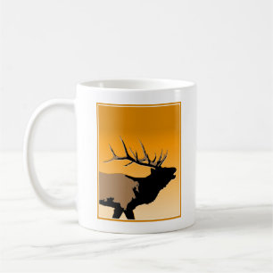 Bugling Bull Elk vid Sunset Original Wildlife Art Kaffemugg
