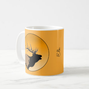 Bugling Bull Elk vid Sunset Original Wildlife Art Kaffemugg