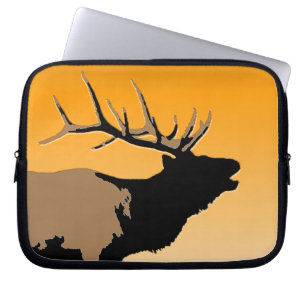 Bugling Bull Elk vid Sunset Original Wildlife Art Laptop Fodral