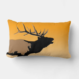 Bugling Bull Elk vid Sunset Original Wildlife Art Lumbarkudde