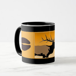 Bugling Bull Elk vid Sunset Original Wildlife Art Mugg