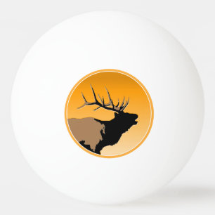 Bugling Bull Elk vid Sunset Original Wildlife Art Pingisboll