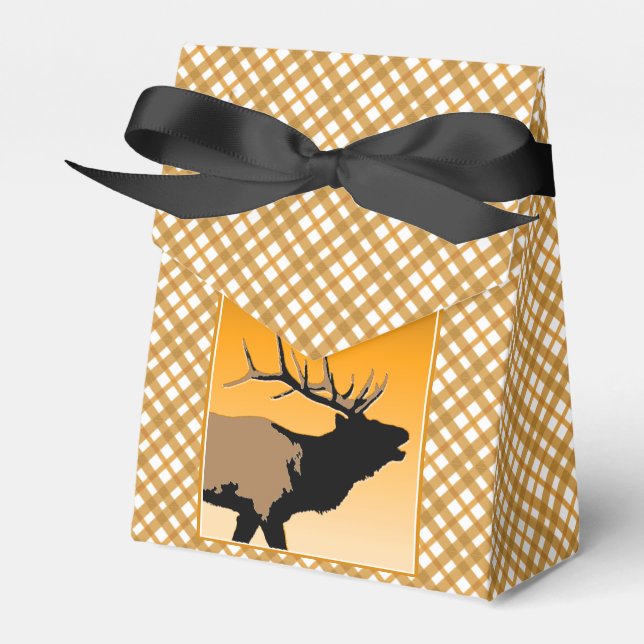 Bugling Bull Elk vid Sunset Original Wildlife Art Presentaskar (Framsidan Sidan)