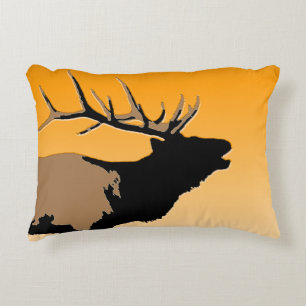 Bugling Bull Elk vid Sunset Original Wildlife Art Prydnadskudde