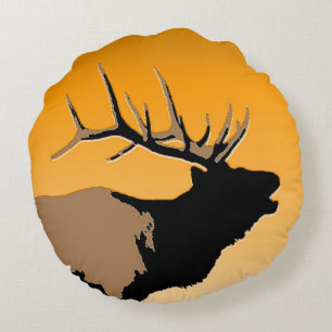 Bugling Bull Elk vid Sunset Original Wildlife Art Rund Kudde