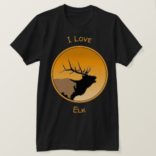 Bugling Bull Elk vid Sunset Original Wildlife Art T Shirt