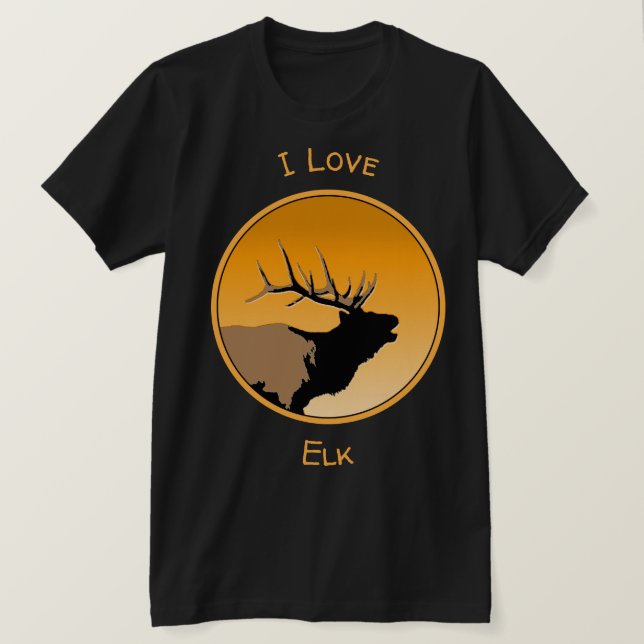 Bugling Bull Elk vid Sunset Original Wildlife Art T Shirt (Design framsida)