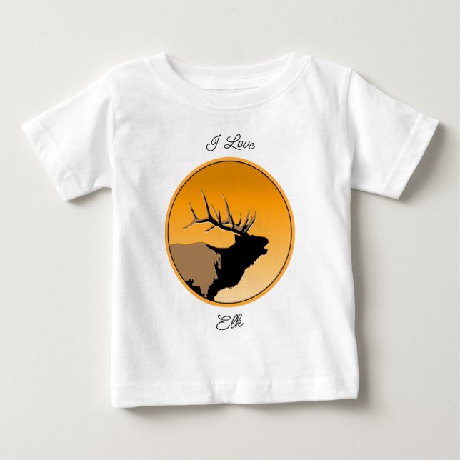 Bugling Bull Elk vid Sunset Original Wildlife Art T Shirt (Framsida)