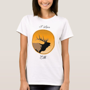 Bugling Bull Elk vid Sunset Original Wildlife Art T Shirt