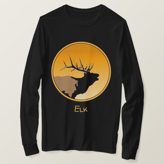 Bugling Bull Elk vid Sunset Original Wildlife Art T Shirt (Design framsida)