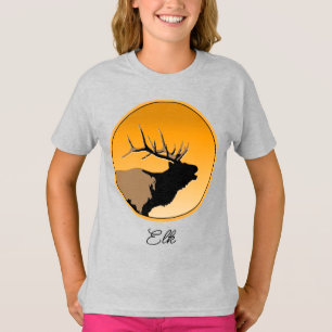 Bugling Bull Elk vid Sunset Original Wildlife Art T Shirt