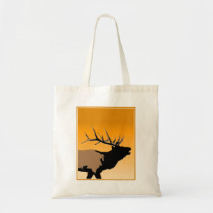 Bugling Bull Elk vid Sunset Original Wildlife Art Tygkasse