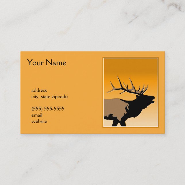 Bugling Bull Elk vid Sunset Original Wildlife Art Visitkort (Framsida)