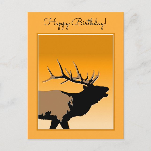 Bugling Bull Elk vid Sunset Original Wildlife Art Vykort (Framsida)
