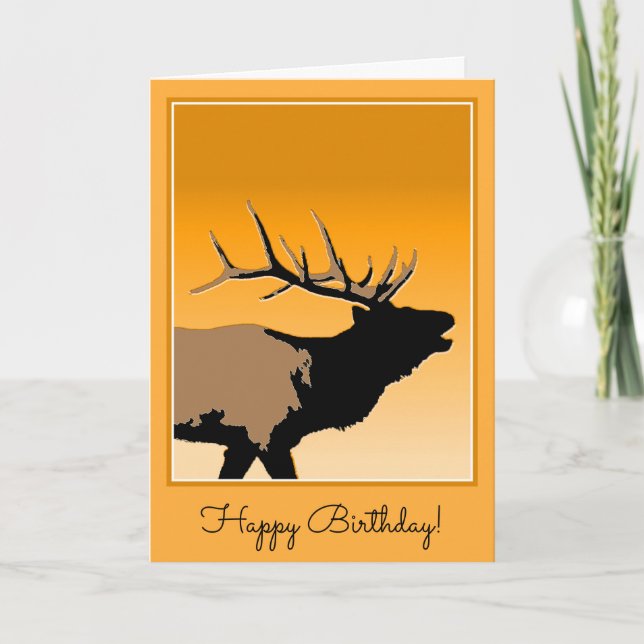 Bugling Elk at Sunset - Original Wildlife Art Kort (Framsida)