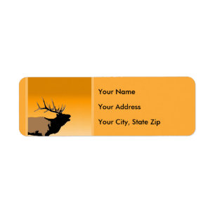 Bugling Elk at Sunset - Original Wildlife Art Returadress Etikett