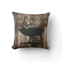 Bugling Elk (Black) på Rustic Wood Cabin