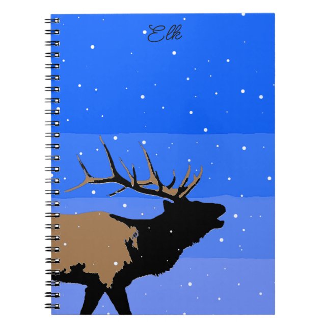 Bugling Elk in Winter - Original Wildlife Art Anteckningsbok (Framsidan)