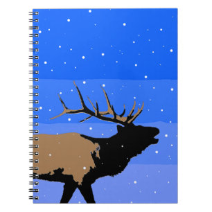 Bugling Elk in Winter - Original Wildlife Art Anteckningsbok Med Spiral