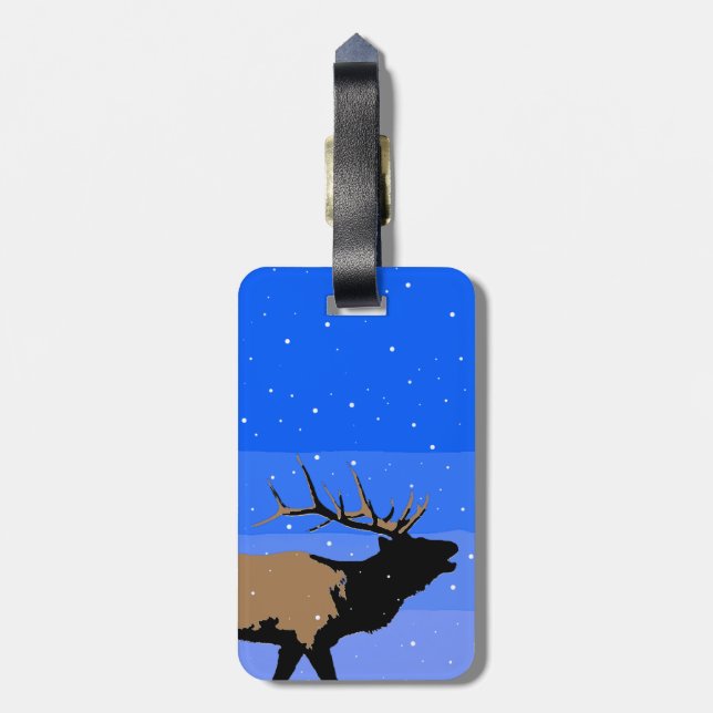 Bugling Elk in Winter - Original Wildlife Art Bagagebricka (Baksidan Lodrät)