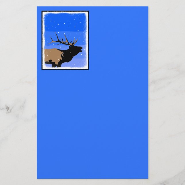 Bugling Elk in Winter - Original Wildlife Art Brevpapper (Framsida)