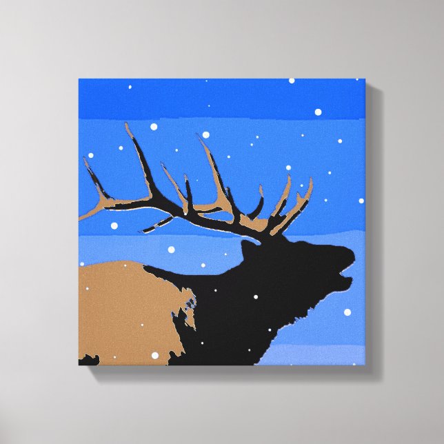 Bugling Elk in Winter - Original Wildlife Art Canvastryck (Framsida)