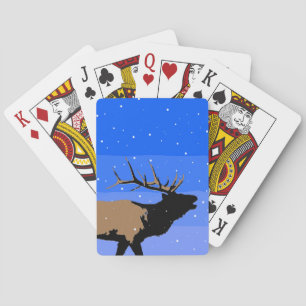 Bugling Elk in Winter - Original Wildlife Art Casinokort