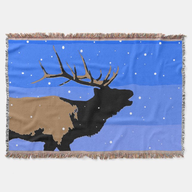 Bugling Elk in Winter - Original Wildlife Art Filt (Framsidan)