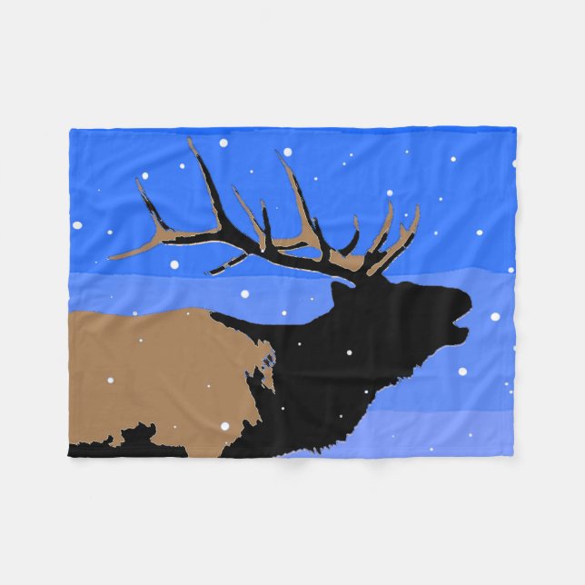 Bugling Elk in Winter - Original Wildlife Art Fleecefilt (Framsidan (Horisontell))