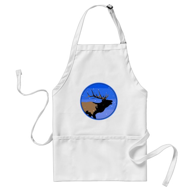 Bugling Elk in Winter - Original Wildlife Art Förkläde (Framsidan)
