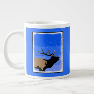 Bugling Elk in Winter - Original Wildlife Art Jumbo Mugg