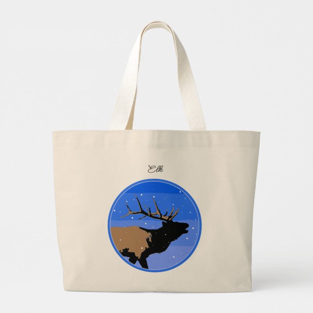 Bugling Elk in Winter - Original Wildlife Art Jumbo Tygkasse (Baksida)